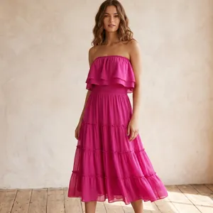 1. STATE Womens Dress Large Strapless Midi Bohemian Wedding Whimsical Ballerina thumbnail 5