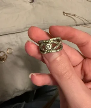 Sliver crossed dimond ring from Craig Husar Designs Silver Size 7 thumbnail 1