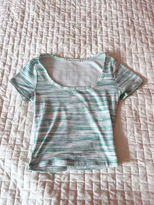 Cloud Dancer Heathered Green Square Neck Top Size XS thumbnail 1