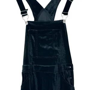 NWT Magnolia South Velvet Solid Overall Shorts Black Goth Stretch Size XS thumbnail 3
