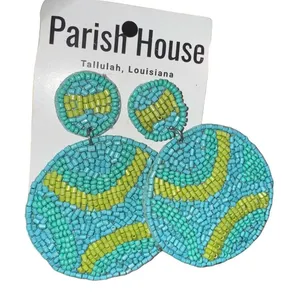 Beaded Earrings disco Blue thumbnail 1