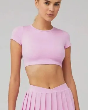 Frankie's Bikinis Pink Zippy Crop Top‎ Baby Tee Size Medium thumbnail 1