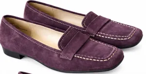 Chadwicks Plum Purple Suede Leather Penny Loafers Shoes 7.5M thumbnail 1