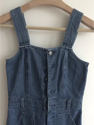 Aerie Denim Kick Flare Overalls XS Blue Wide Leg Adjustable Straps thumbnail 4