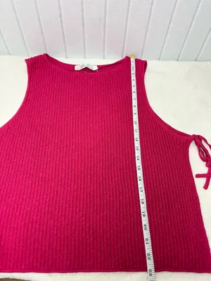 FREE PEOPLE‎ Lizzie Rib Side Tie Sleeveless Cotton & Linen Blend Sweater Size L thumbnail 10