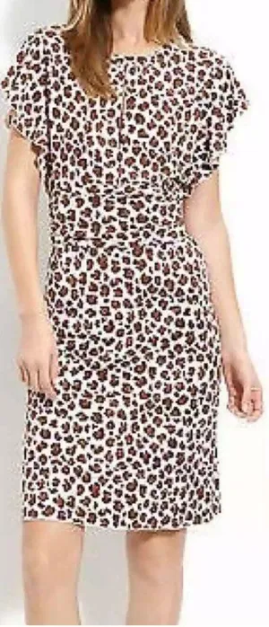 Tory Burch Women's Glady Animal Print Short Flutter Sleeve Dress thumbnail 1