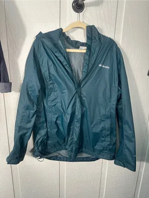 Columbia Teal Green Zip Front Rain Jacket Size 1X EUC thumbnail 2