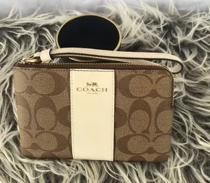 NWT Coach Corner Zip Wrislet In Signature Canvas thumbnail 1