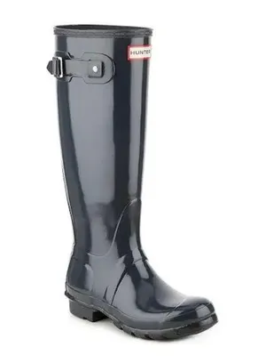 HUNTER Original Tall Gloss Rain Boots in Gray Women’s Size 7 thumbnail 1