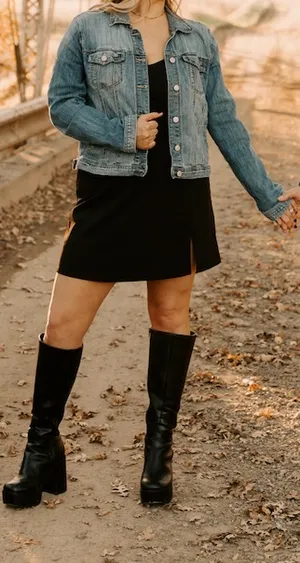 Black Long Sleeve Flare Mini Dress thumbnail 1