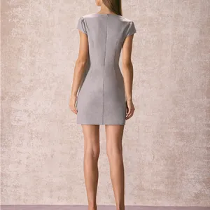 Rihoas Grey Square Neck Cap Sleeve Mini Dress thumbnail 6