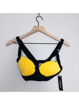 BUNDLE [SET] NWT Secnd Nture Cut Out Sports Bra XS Yellow Black Classic Legging thumbnail 10