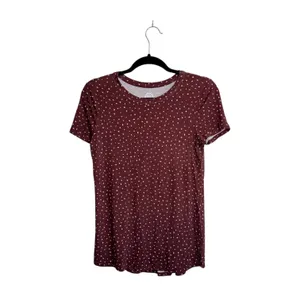 Maurices 24/7 Rust Brown Dotted Tee Crew Neck Short Sleeve thumbnail 2