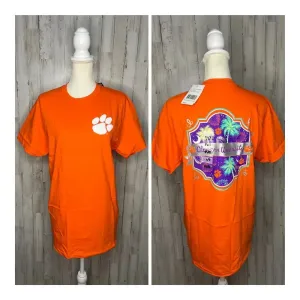 Hanes NWT Clemson University Orange Neon Palmetto Trees Short Sleeve Unisex T-Shirt‎ thumbnail 3