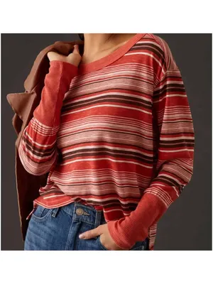 Anthropologie Pilcro Heritage Pullover Boxy Striped Blouse Size S (oversized) thumbnail 2