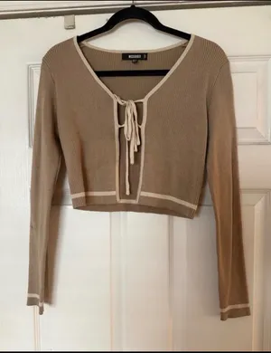 Brown Missguided 2 piece cardigan shorts set size small thumbnail 3