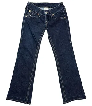 True Religion Denim Vintage Size 25 Dark Blue Wash WC92358QV Candice Flare Jeans thumbnail 2