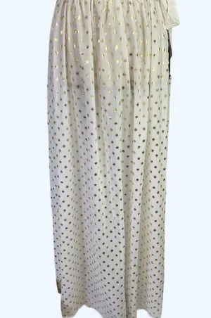 Lulus White Gold Polka Dot Cover Up Maxi Skirt Size S NWT thumbnail 3