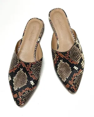 Madewell leather embossed snake print pointed toe slip on Remi mules Size 8 thumbnail 1