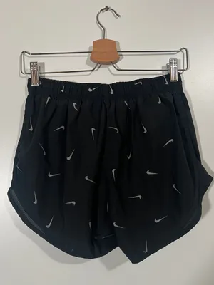 Nike Logo Tempo Running Shorts Sz Medium Black and Silver Brief-Lined thumbnail 5
