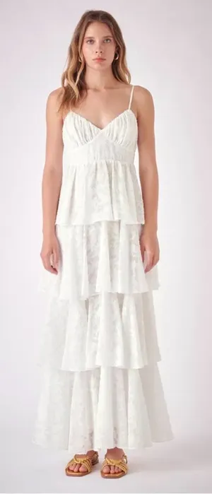 Free the Roses White Tiered Lace Maxi Dress small thumbnail 1