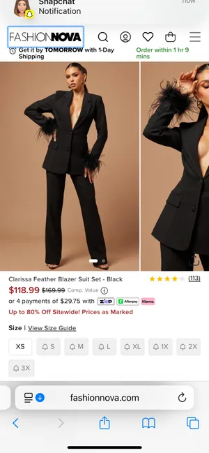 FashioNova Feather trim blazer thumbnail 3