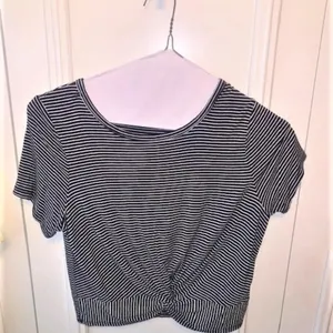 Set 2 Yellow front tie/B&W stripe front knot crop top‎ tee thumbnail 6