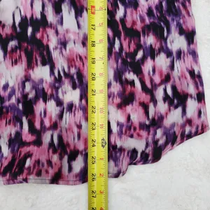 Simply Vera Vera Wang Pink Purple Watercolor Split Neck Boho Blouse Top Size L thumbnail 8
