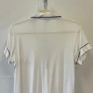 Eberjey Gisele Short Sleeve Pajama Top White Navy Piping Modal Size Medium thumbnail 5