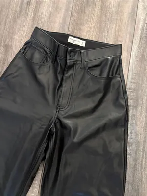 Abercrombie & Fitch the loose high rise faux leather black pant size 25 thumbnail 8