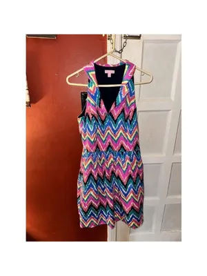 Lilly Pulitzer Chevron Sherlynn Hearts A Flutter Dress Sleeveless thumbnail 4