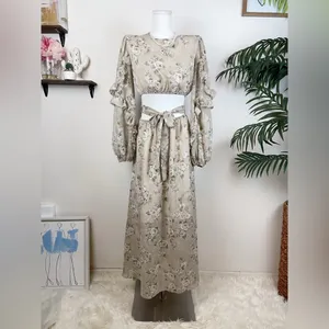 En Saison Calista Cut Out Floral Maxi Dress in Taupe Sage Small thumbnail 2