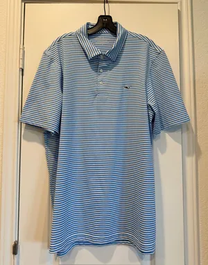 Vineyard Vines Striped Performance Polo thumbnail 1