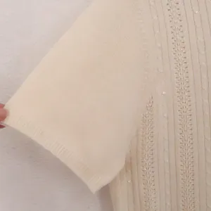 Alfred Dunner Vintage 90s Mock Neck Short Sleeve Sweater Sequin Womens Size M Cream Wool Blend thumbnail 9