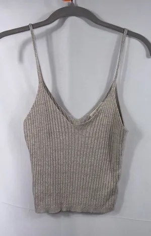 L.A. Hearts Gray Ribbed V-Neck Cami Tank Top Small thumbnail 1