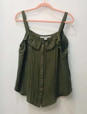 Olive green Hyfve Boutique Boho top sz Med thumbnail 4