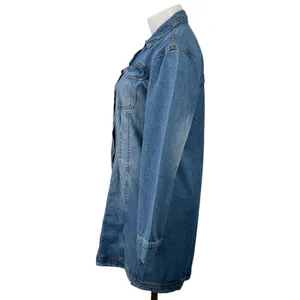 NEW PrettyLittleThing Blue Long Sleeve Button Up Denim Jean Mini Shirt Dress 2X thumbnail 2