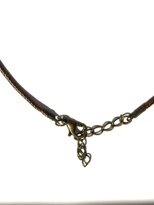 Brown cord Necklace with lobster hook clasp and goldstone beads thumbnail 3