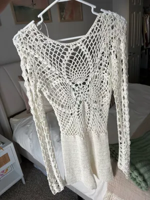 Vintage Crochet Romper White Size M thumbnail 1