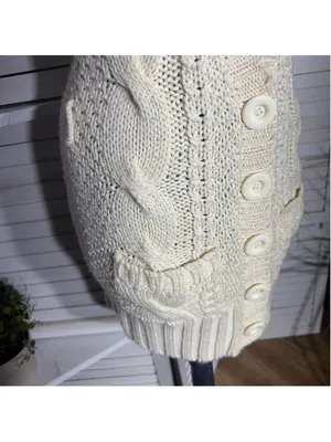 Bebe vintage Y2K long knit vest cream cable knit pockets coquette cottage boho thumbnail 5