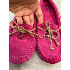 Coach Antonia Moccasin Pink Suede Slippers thumbnail 5