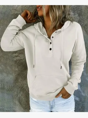 Amazon Brand Pullover Snap Button Hoodie in White thumbnail 2