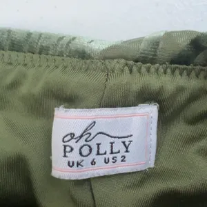 Oh Polly Devore Burnout Velvet Botanical Flare Pants Olive Green Boho Size 2 thumbnail 7