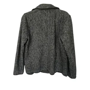 Lucky Brand Womens Coat Drape Front Wool Size Medium‎ Black Grey Jacket Button thumbnail 3