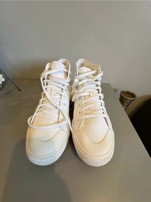 adidas White High-Top Platform Canvas Sneakers with Gum Outsole thumbnail 5