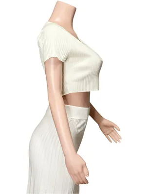 REFORMATION Anny Knit Cropped Cardigan, Gossamer, Small thumbnail 7