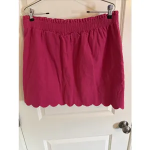 J By J.CREW Scalloped Linen Cotton Blend Pull On Mini Skirt Pink Size 14 thumbnail 2