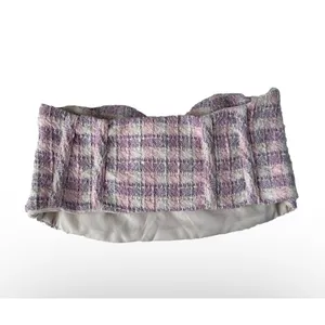 Zara Womens M Tweed Bustier Corset Top Sweetheart Neck Strapless‎ Cropped Party thumbnail 7
