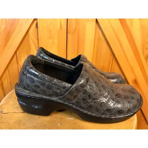 BOC Born Peggy Gray Croc Skin Embossed Slip On Wedge Clog Women Size 9 thumbnail 3