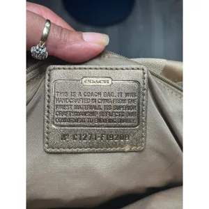Vintage Coach Signature Metallic Patchwork Crossbody Bag Khaki Gold F19209 thumbnail 7